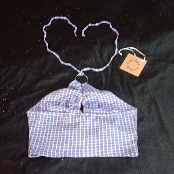 Dolls Kill × Bailey Rose Violet Purple & White Gingham Halter Crop Top (M) 🪻 - Picture 10 of 13